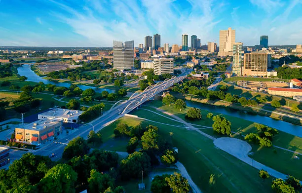 An aerial view of the city of dallas, texas.